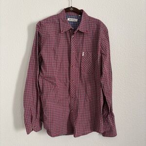 Ben Sherman Men's Size XL Red/Blue Plaid Long Sleeve Button Down Shirt
